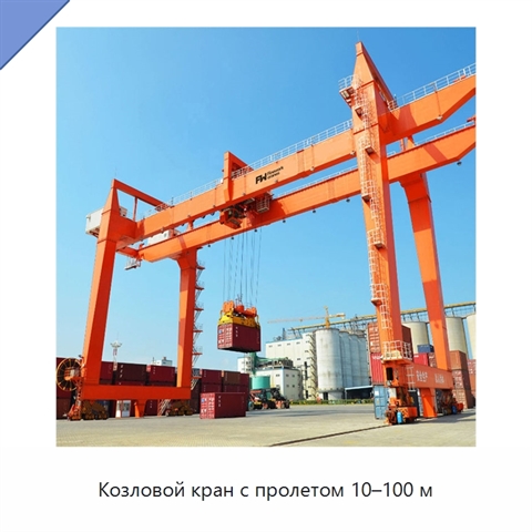 Козловой кран с пролетом 10–100 м