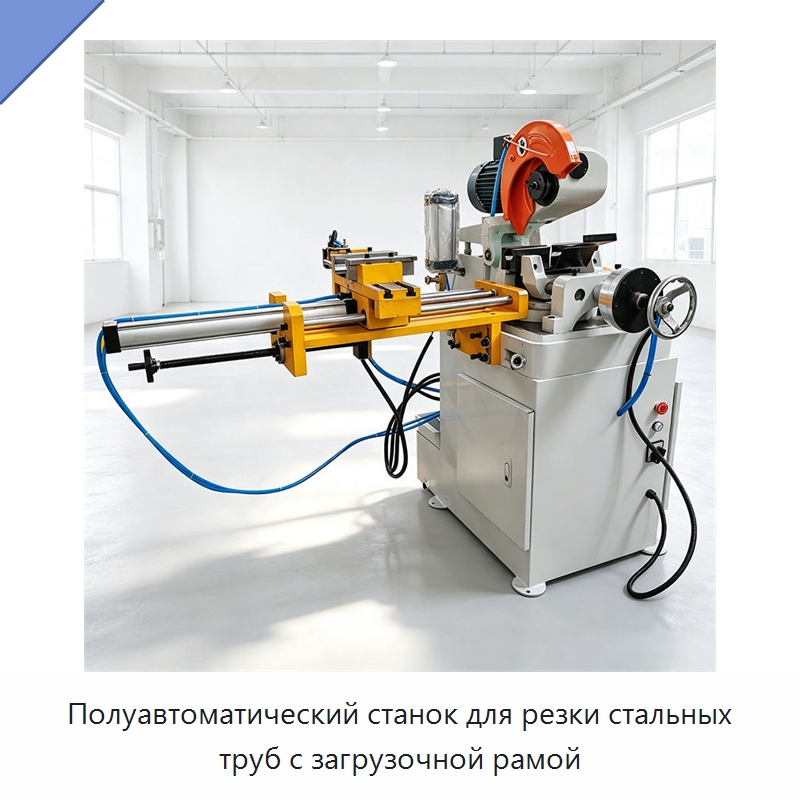 Полуавтоматический станок для резки стальных труб с загрузочной рамой — Металлорежущие станки