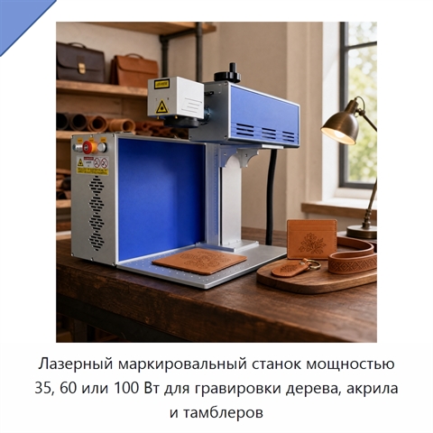 Лазерный маркировальный станок мощностью 35, 60 или 100 Вт для гравировки дерева, акрила и тамблеров