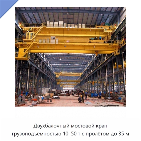 Двухбалочный мостовой кран грузоподъёмностью 10–50 т с пролётом до 35 м