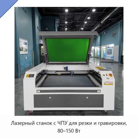 Лазерный станок с ЧПУ для резки и гравировки, 80–150 Вт