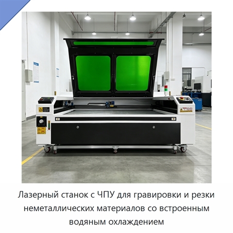 Лазерный станок с ЧПУ для гравировки и резки неметаллических материалов со встроенным водяным охлаждением