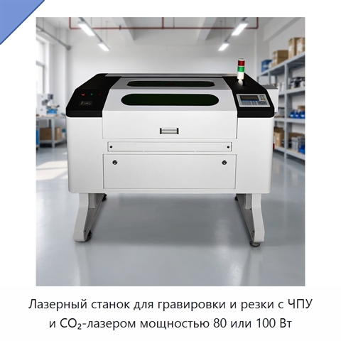 Лазерный станок для гравировки и резки с ЧПУ и CO₂-лазером мощностью 80 или 100 Вт