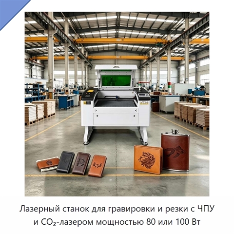 Лазерный станок для гравировки и резки с ЧПУ и CO₂-лазером мощностью 80 или 100 Вт