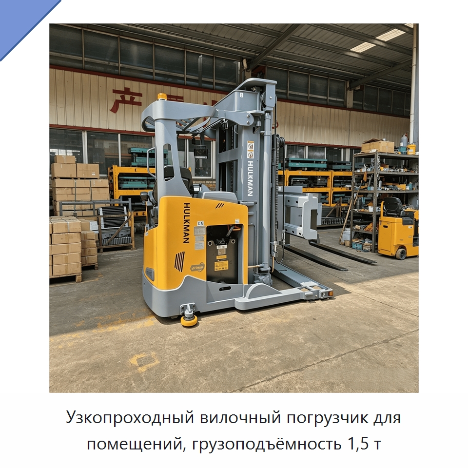 Узкопроходный вилочный погрузчик для помещений, грузоподъёмность 1,5 т — Вилочные погрузчики