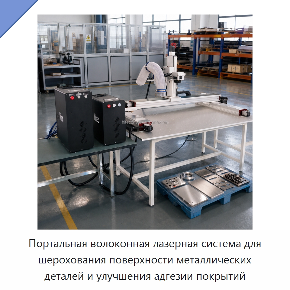 Портальная волоконная лазерная система для шерохования поверхности металлических деталей и улучшения адгезии покрытий — Лазерные маркировочные станки
