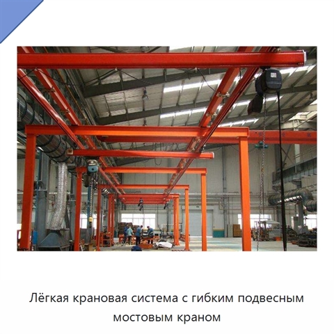 Лёгкая крановая система с гибким подвесным мостовым краном