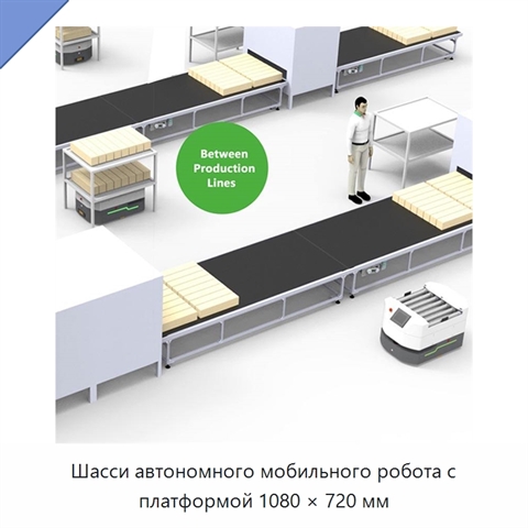 Шасси автономного мобильного робота с платформой 1080 × 720 мм