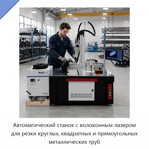 Автоматический станок с волоконным лазером для резки круглых, квадратных и прямоугольных металлических труб