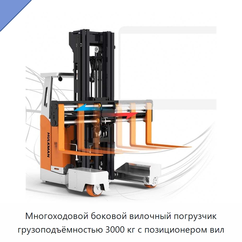 Многоходовой боковой вилочный погрузчик грузоподъёмностью 3000 кг с позиционером вил — Вилочные погрузчики