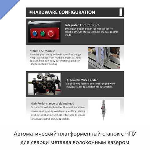 Автоматический платформенный станок с ЧПУ для сварки металла волоконным лазером