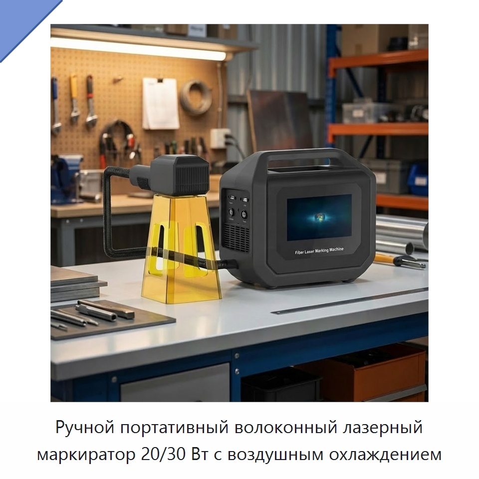 Ручной портативный волоконный лазерный маркиратор 20/30 Вт с воздушным охлаждением — Лазерные маркировочные станки