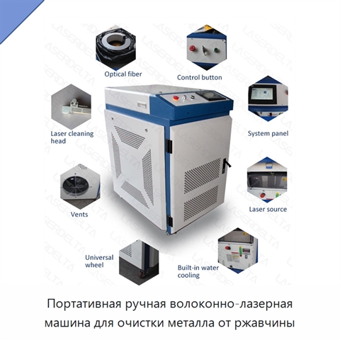 Портативная ручная волоконно-лазерная машина для очистки металла от ржавчины