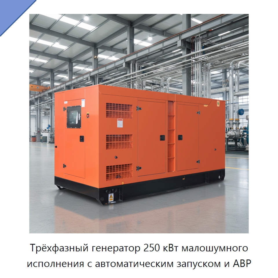 Трёхфазный генератор 250 кВт малошумного исполнения с автоматическим запуском и АВР — Дизельные генераторы