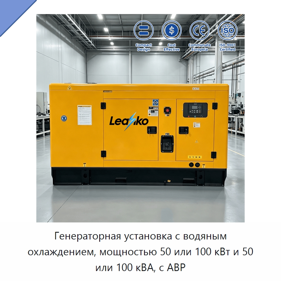 Генераторная установка с водяным охлаждением, мощностью 50 или 100 кВт и 50 или 100 кВА, с АВР — Дизельные генераторы