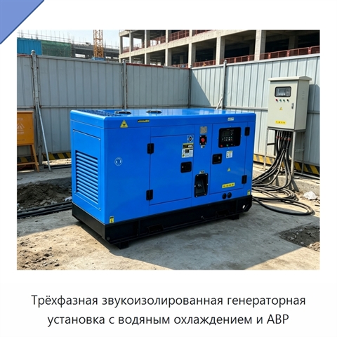 Трёхфазная звукоизолированная генераторная установка с водяным охлаждением и АВР