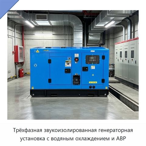 Трёхфазная звукоизолированная генераторная установка с водяным охлаждением и АВР