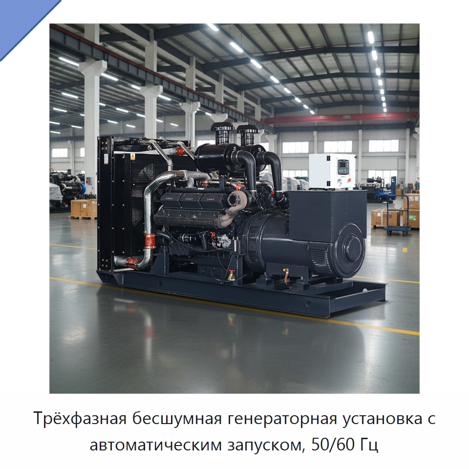 Трёхфазная бесшумная генераторная установка с автоматическим запуском, 50/60 Гц — Дизельные генераторы