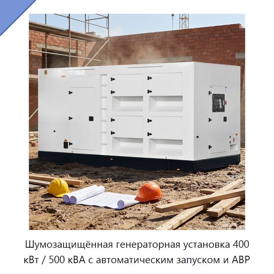 Шумозащищённая генераторная установка 400 кВт / 500 кВА с автоматическим запуском и АВР — Дизельные генераторы