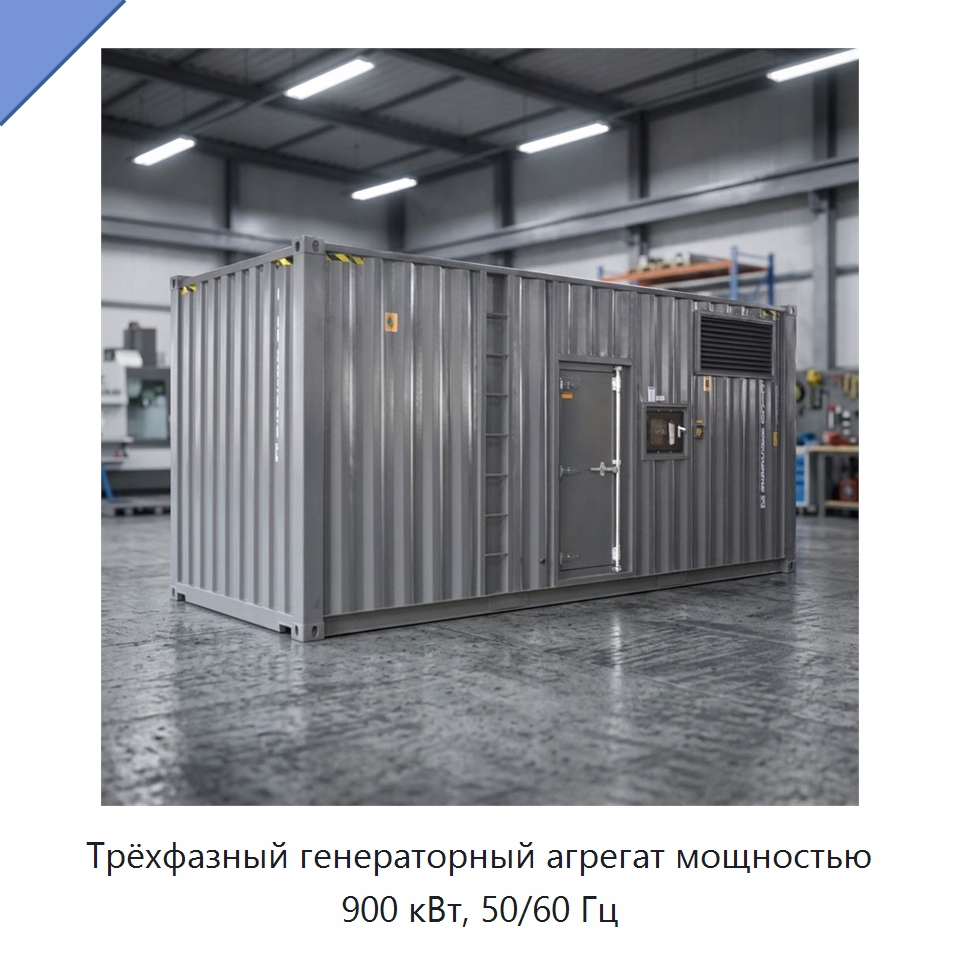 Трёхфазный генераторный агрегат мощностью 900 кВт, 50/60 Гц — Дизельные генераторы