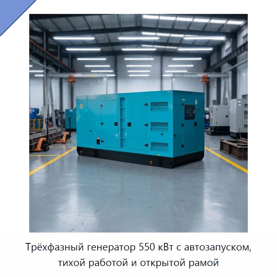 Трёхфазный генератор 550 кВт с автозапуском, тихой работой и открытой рамой — Дизельные генераторы