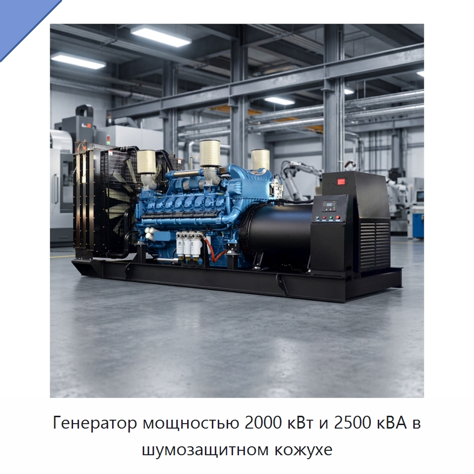 Генератор мощностью 2000 кВт и 2500 кВА в шумозащитном кожухе — Дизельные генераторы