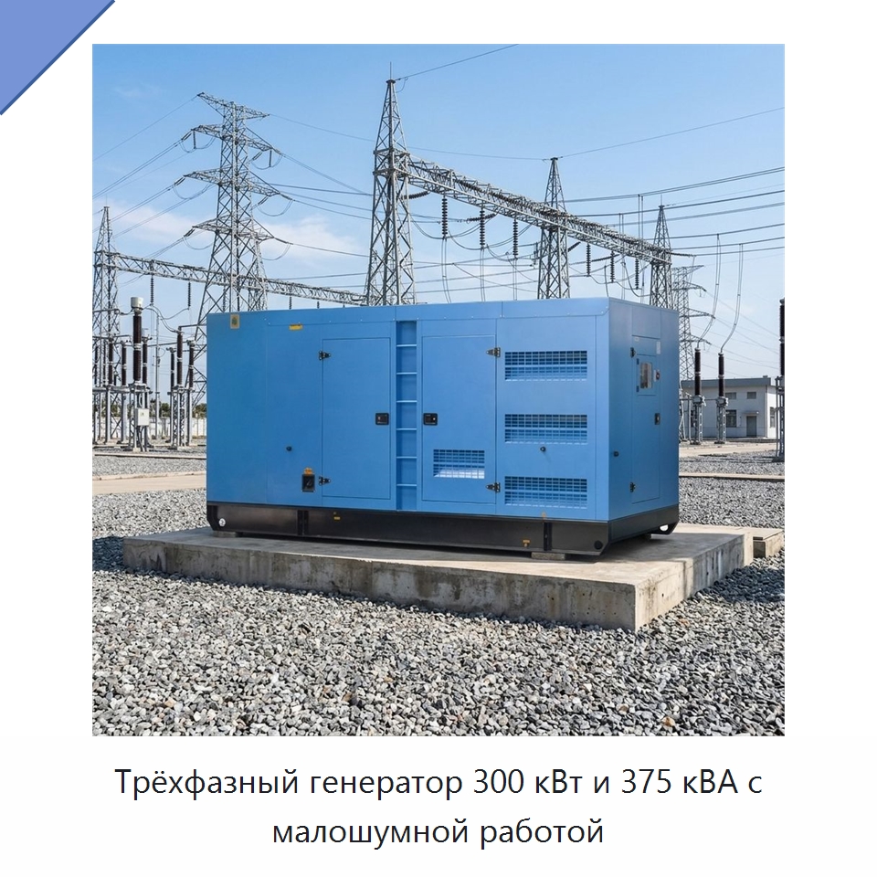 Трёхфазный генератор 300 кВт и 375 кВА с малошумной работой — Дизельные генераторы