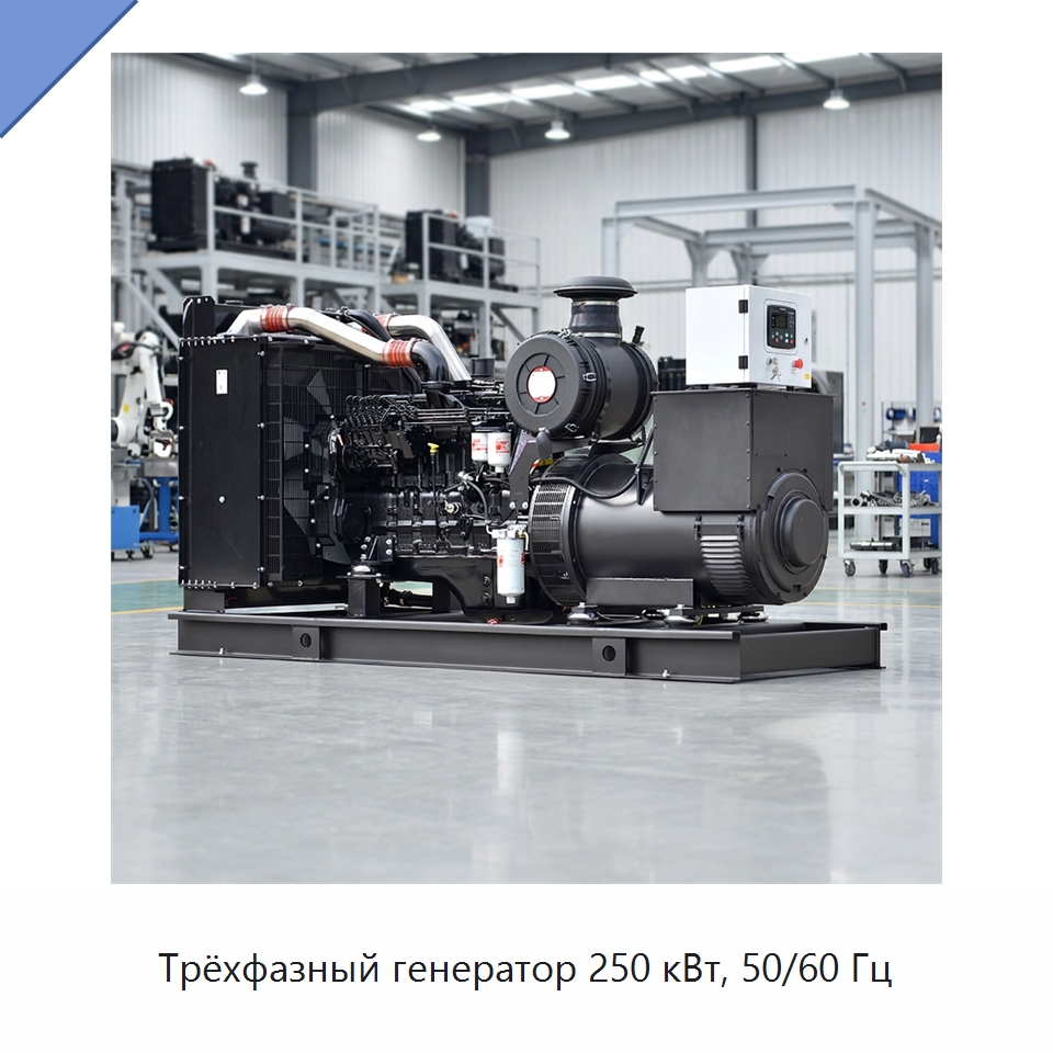 Трёхфазный генератор 250 кВт, 50/60 Гц — Дизельные генераторы