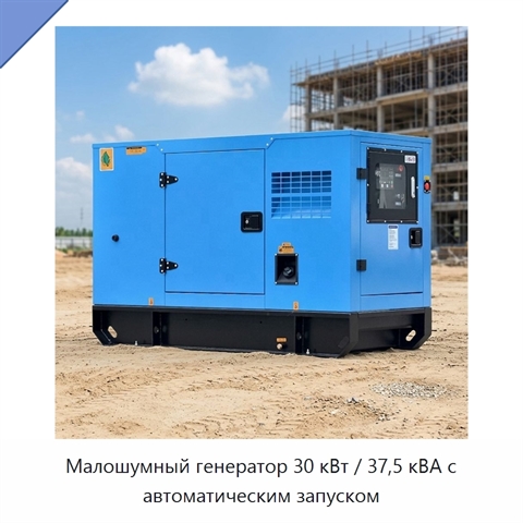 Малошумный генератор 30 кВт / 37,5 кВА с автоматическим запуском