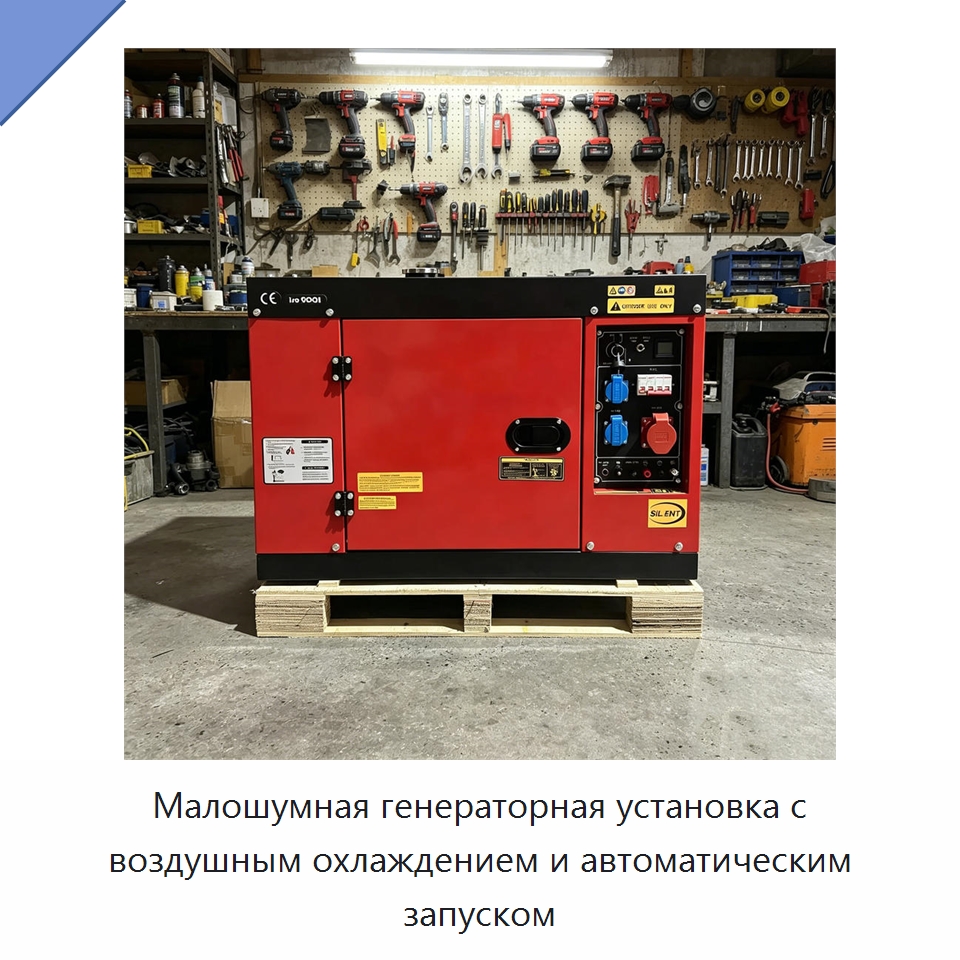 Малошумная генераторная установка с воздушным охлаждением и автоматическим запуском — Дизельные генераторы