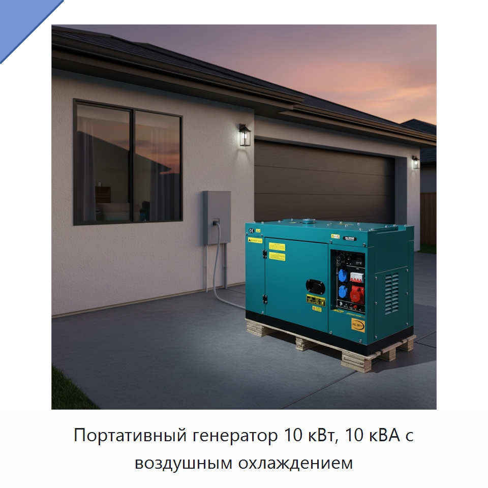 Портативный генератор 10 кВт, 10 кВА с воздушным охлаждением — Дизельные генераторы