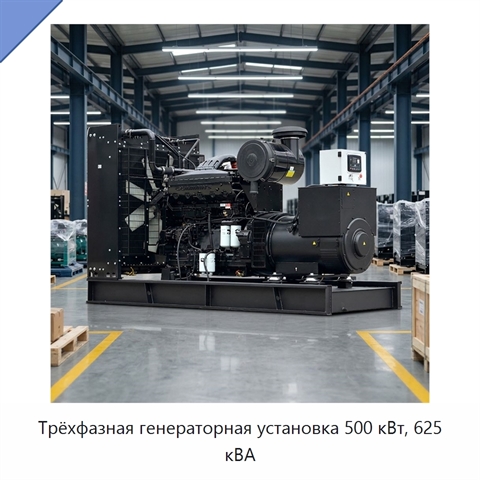 Трёхфазная генераторная установка 500 кВт, 625 кВА