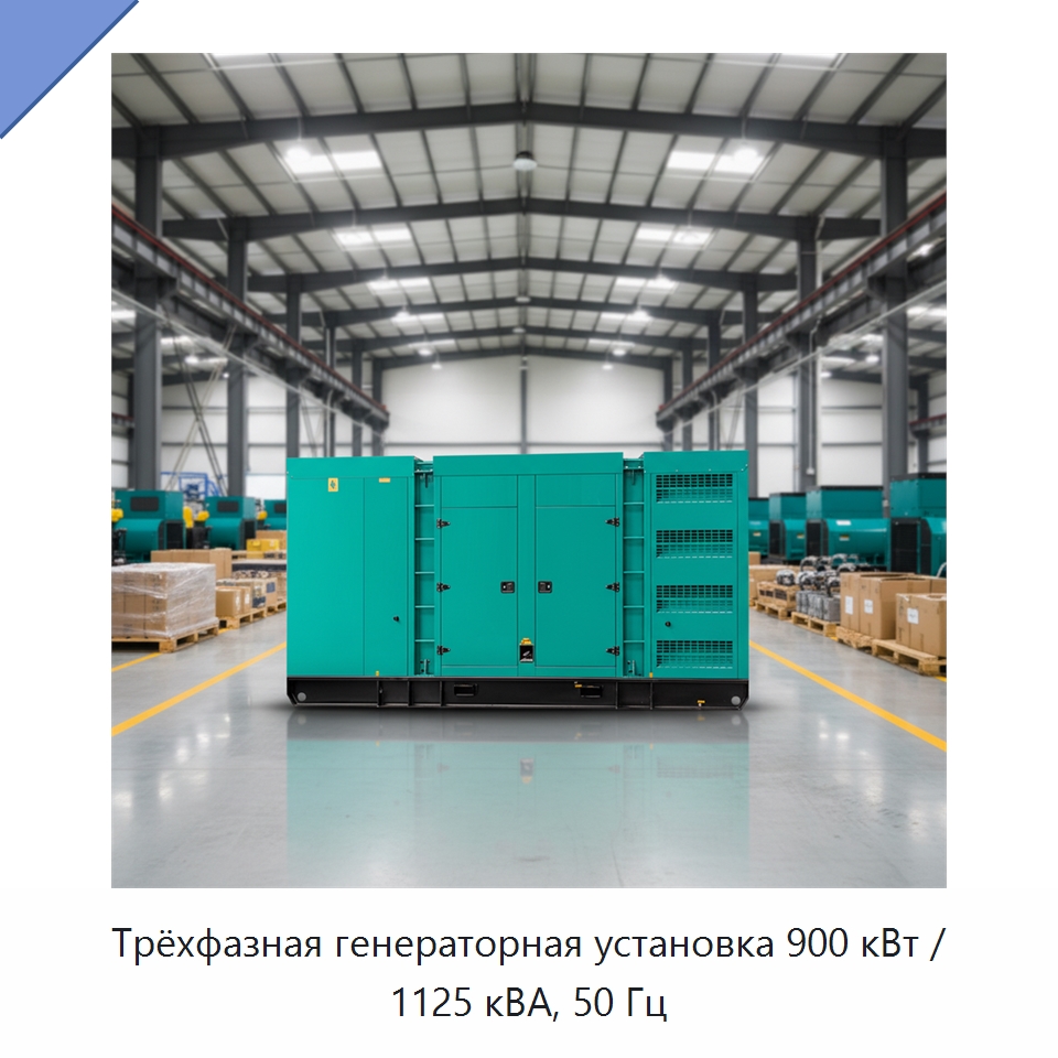 Трёхфазная генераторная установка 900 кВт / 1125 кВА, 50 Гц — Дизельные генераторы