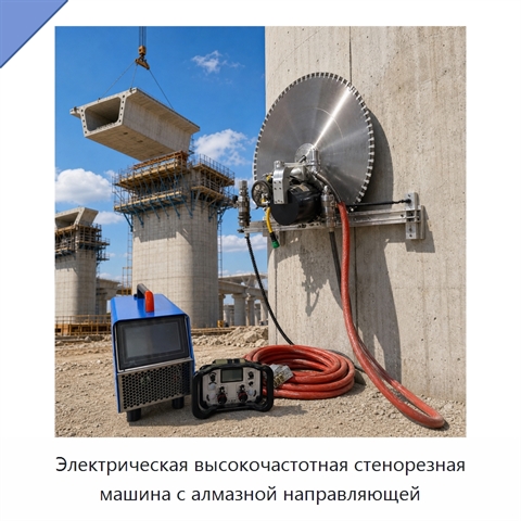 Электрическая высокочастотная стенорезная машина с алмазной направляющей