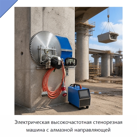 Электрическая высокочастотная стенорезная машина с алмазной направляющей