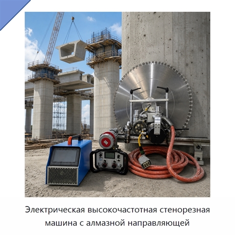 Электрическая высокочастотная стенорезная машина с алмазной направляющей