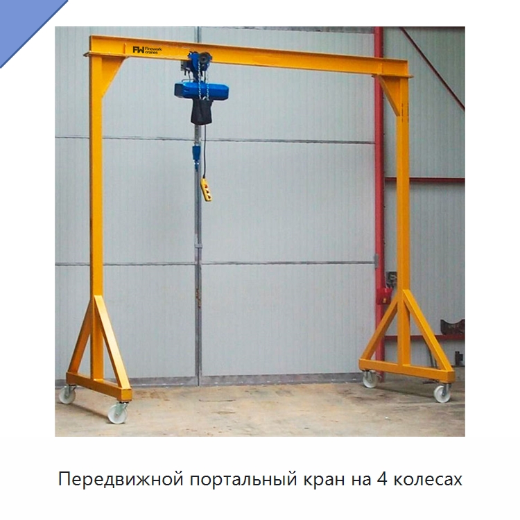 Передвижной портальный кран на 4 колесах — Краны