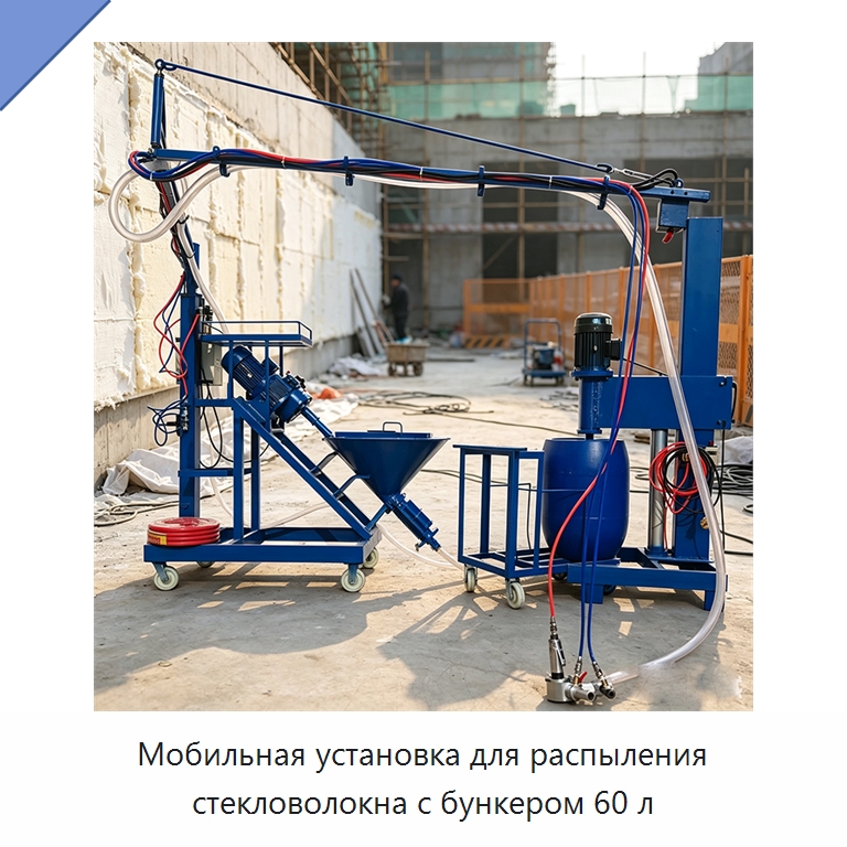 Мобильная установка для распыления стекловолокна с бункером 60 л — Штукатурные станции