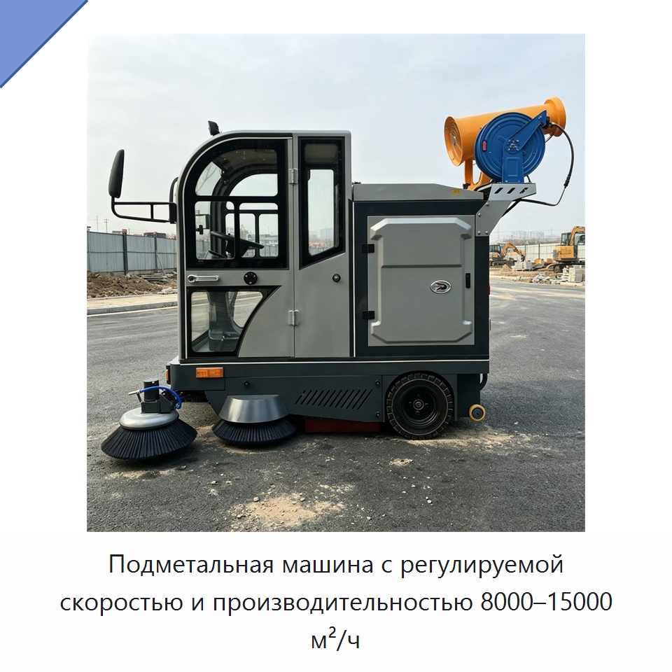 Подметальная машина с регулируемой скоростью и производительностью 8000–15000 м²/ч — Подметальные машины