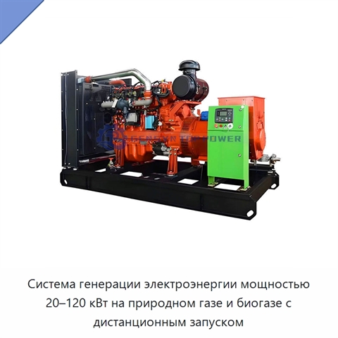 Система генерации электроэнергии мощностью 20–120 кВт на природном газе и биогазе с дистанционным запуском