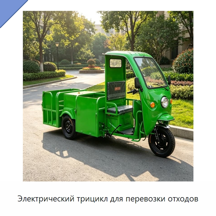 Электрический трицикл для перевозки отходов — Коммунальная техника