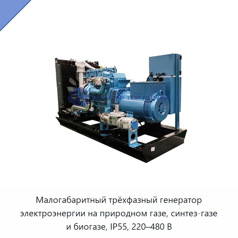 Малогабаритный трёхфазный генератор электроэнергии на природном газе, синтез-газе и биогазе, IP55, 220–480 В — Газотурбинные генераторы