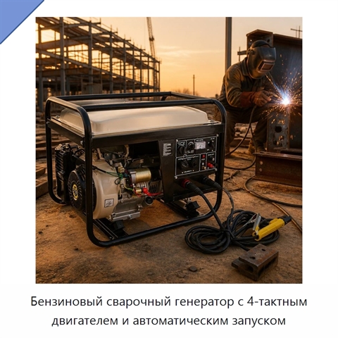 Бензиновый сварочный генератор с 4-тактным двигателем и автоматическим запуском