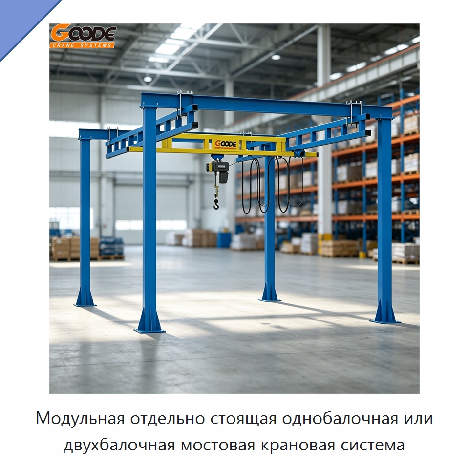 Модульная отдельно стоящая однобалочная или двухбалочная мостовая крановая система — Краны