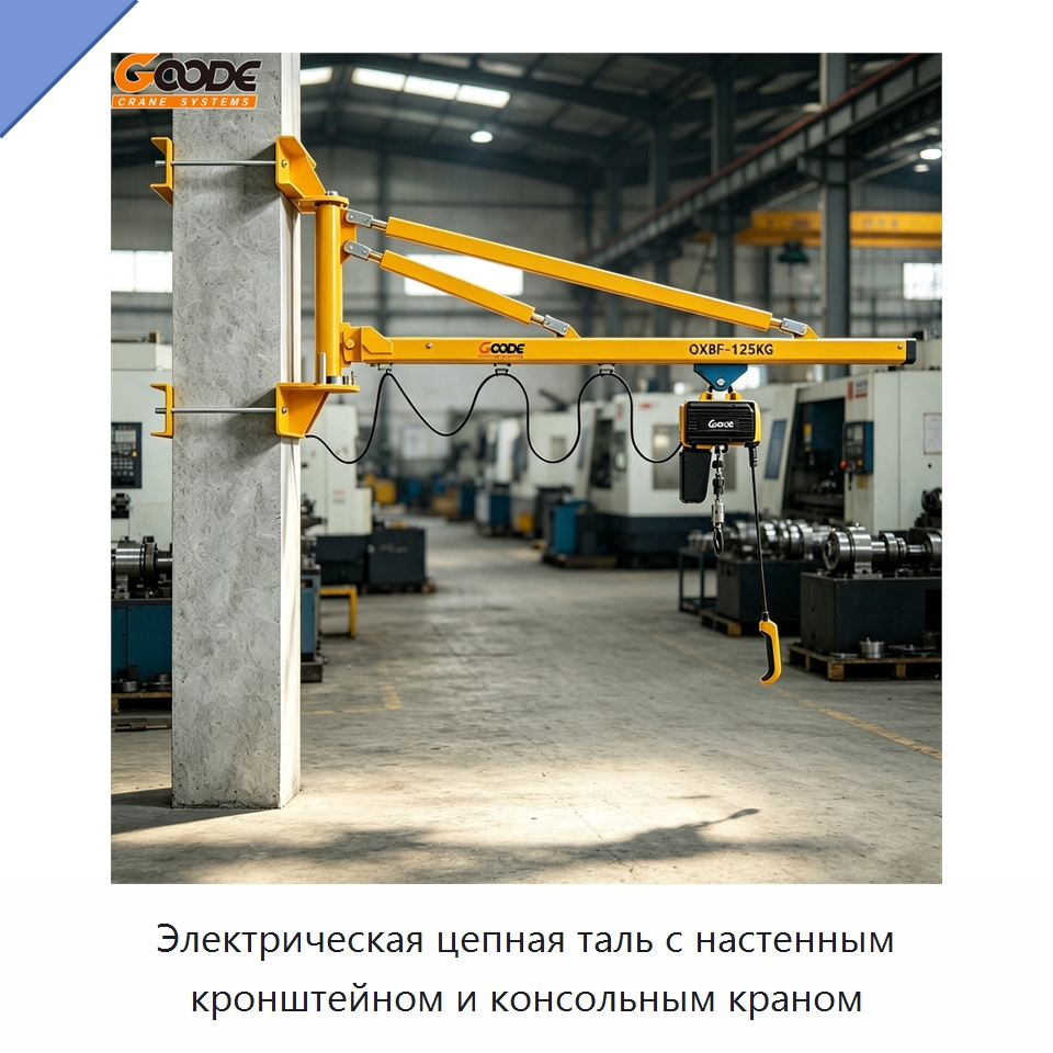 Электрическая цепная таль с настенным кронштейном и консольным краном — Электротали