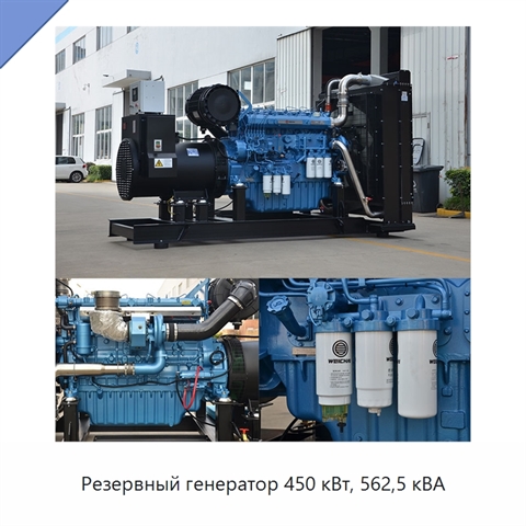 Резервный генератор 450 кВт, 562,5 кВА