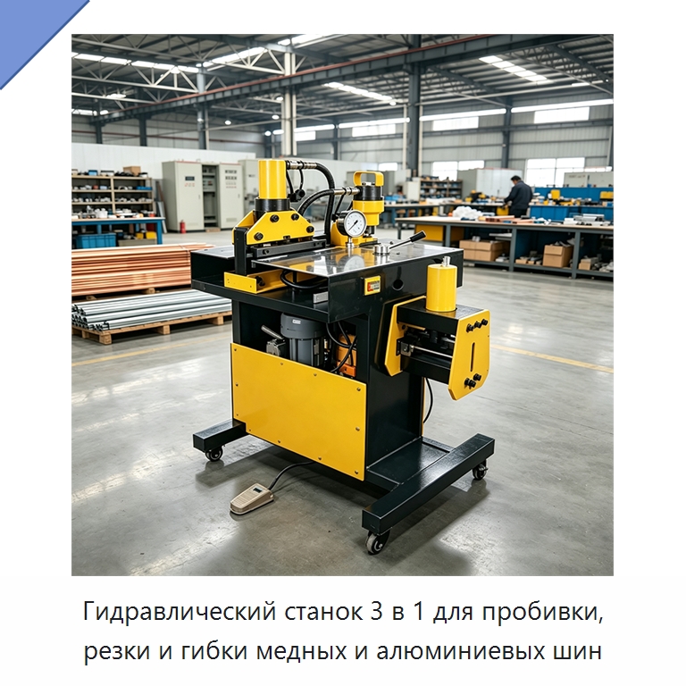 Гидравлический станок 3 в 1 для пробивки, резки и гибки медных и алюминиевых шин — Шинообрабатывающий станок