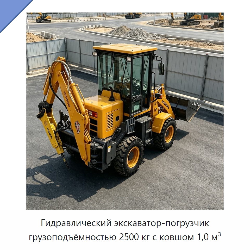 Гидравлический экскаватор-погрузчик грузоподъёмностью 2500 кг с ковшом 1,0 м³ — Землеройная техника