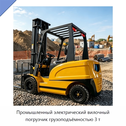 Промышленный электрический вилочный погрузчик грузоподъёмностью 3 т