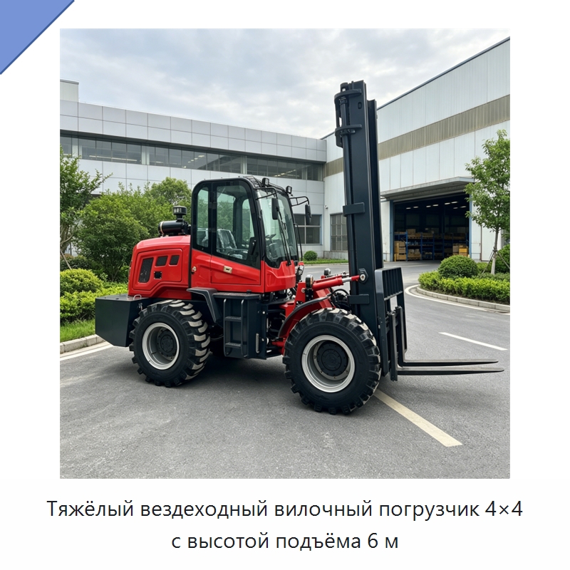 Тяжёлый вездеходный вилочный погрузчик 4×4 с высотой подъёма 6 м — Специальная строительная техника